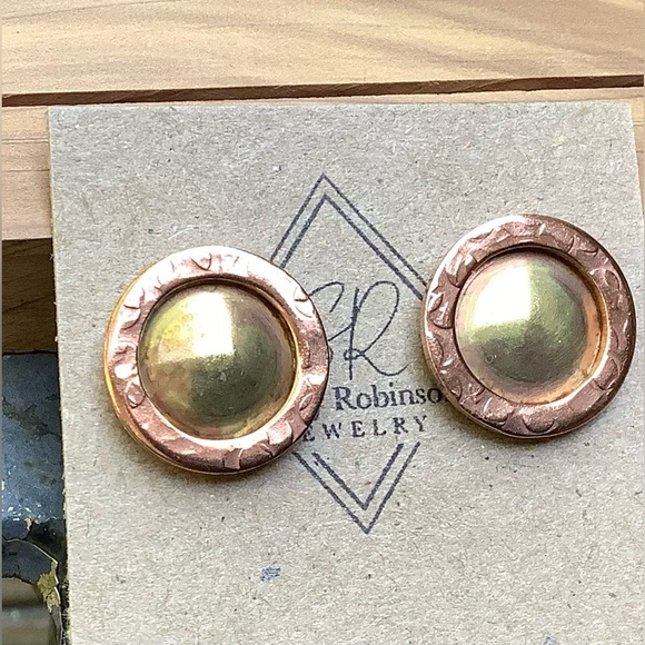 Handmade Mixed Metal Post Earrings - Picture 2 of 4